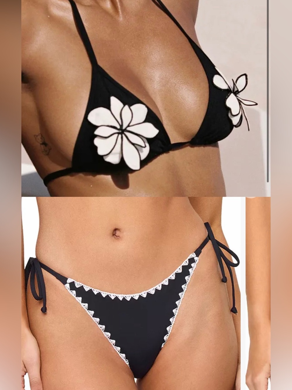 L space Zahra Blanket Stitch Classic Bottom Aspen Bikini Top - Black